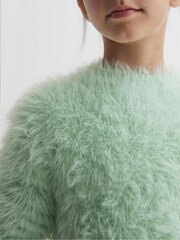 Reiss Green Freida Fluffy Crew Neck Jumper - Image 4 of 6