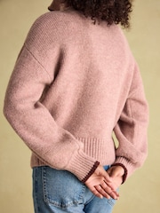 Joules Elmore Pink Knitted Quarter Zip Jumper - Image 2 of 7