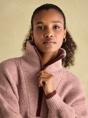 Joules Elmore Pink Knitted Quarter Zip Jumper - Image 4 of 7