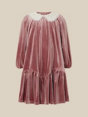 Monsoon Brown Maria Embellished Collar Velvet Party Dress - Image 2 of 3