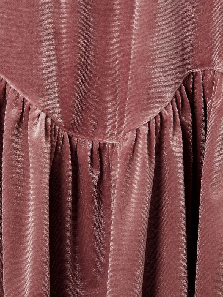 Monsoon Brown Maria Embellished Collar Velvet Party Dress - Image 3 of 3 Monsoon Brown Maria Embellished Collar Velvet Party Dress - Image 3 of 3