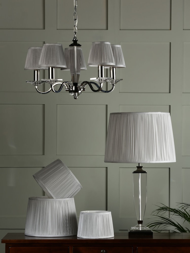 Laura Ashley Silver Hemsley Pleated Silk Empire Easyfit Lamp Shade - Image 2 of 6 Laura Ashley Silver Hemsley Pleated Silk Empire Easyfit Lamp Shade - Image 2 of 6