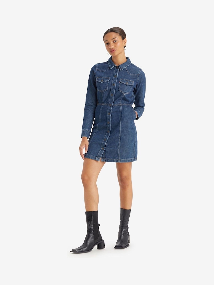 Levi's® Blue 100% Cotton Flynn Western Core Denim Dress - Image 1 of 4