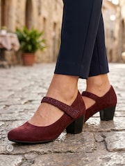 Pavers Red Wide fit Cone Heeled Mary Janes Shoes - Image 1 of 6