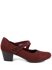 Pavers Red Wide fit Cone Heeled Mary Janes Shoes - Image 4 of 6