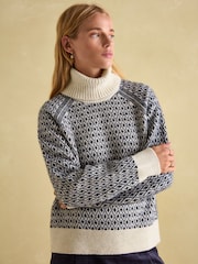 Joules Ingrid Patterned Jumper with Detachable Roll Neck - Image 1 of 7