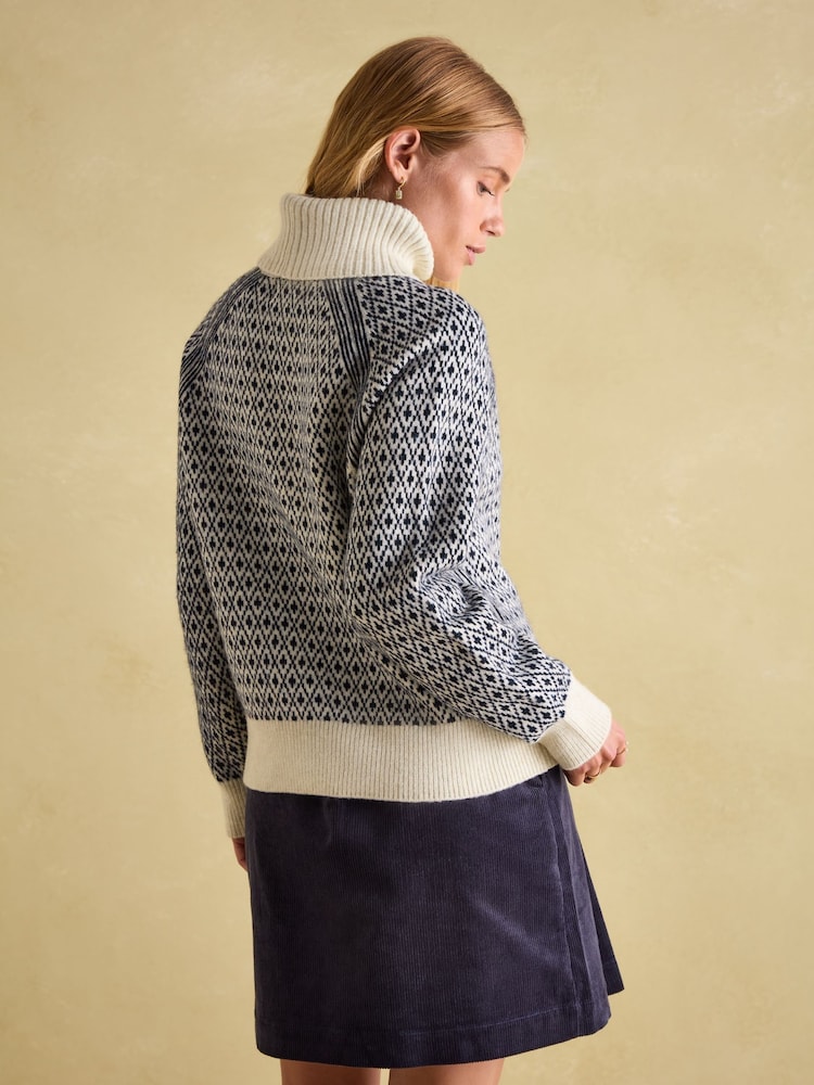 Joules Ingrid Patterned Jumper with Detachable Roll Neck - Image 2 of 7