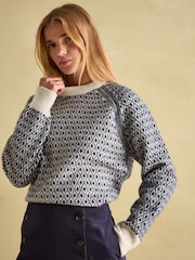 Joules Ingrid Patterned Jumper with Detachable Roll Neck - Image 4 of 7