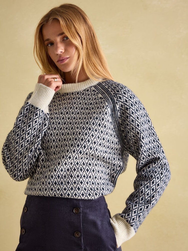 Joules Ingrid Patterned Jumper with Detachable Roll Neck - Image 4 of 7