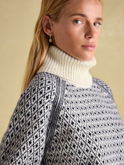 Joules Ingrid Patterned Jumper with Detachable Roll Neck - Image 5 of 7