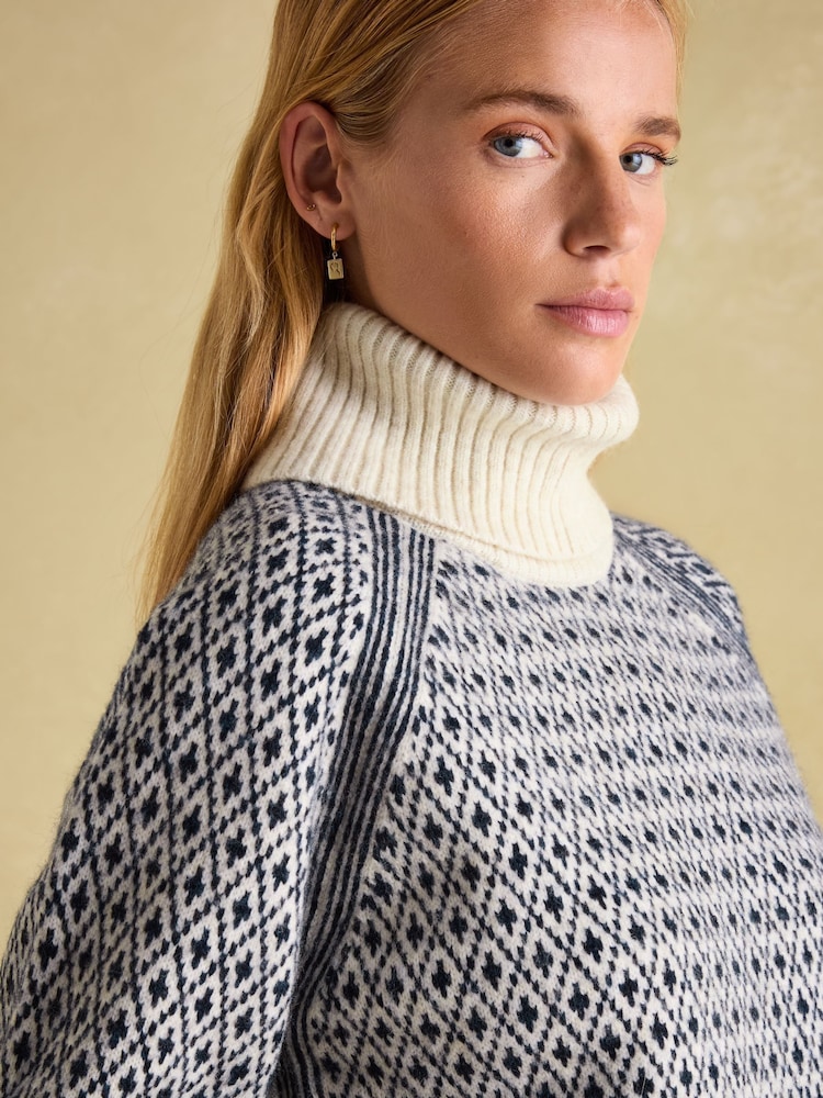 Joules Ingrid Patterned Jumper with Detachable Roll Neck - Image 5 of 7