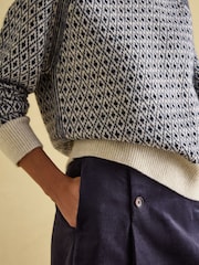 Joules Ingrid Patterned Jumper with Detachable Roll Neck - Image 6 of 7