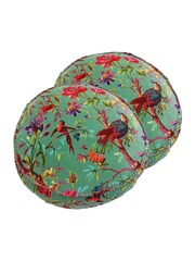 Riva Paoletti Aqua Blue Paradise Round Velvet Polyester Filed Cushion - Image 1 of 2
