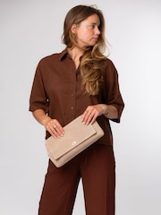 Pure Luxuries London Natural Hope Suede Clutch Bag - Image 1 of 6