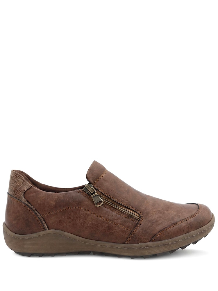 Brown - Pavers Smart Zip Closure Shoes - Larawan 2 ng 6 Brown - Pavers Smart Zip Closure Shoes - Larawan 2 ng 6