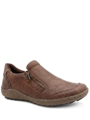 Brown - Pavers Smart Zip Closure Shoes - Larawan 3 ng 6