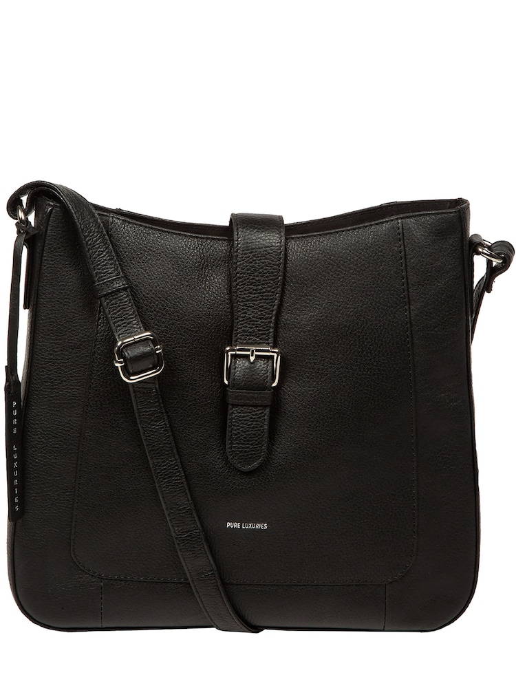 Pure Luxuries London Black 'Honour' Leather Cross-Body Bag - Image 2 of 5