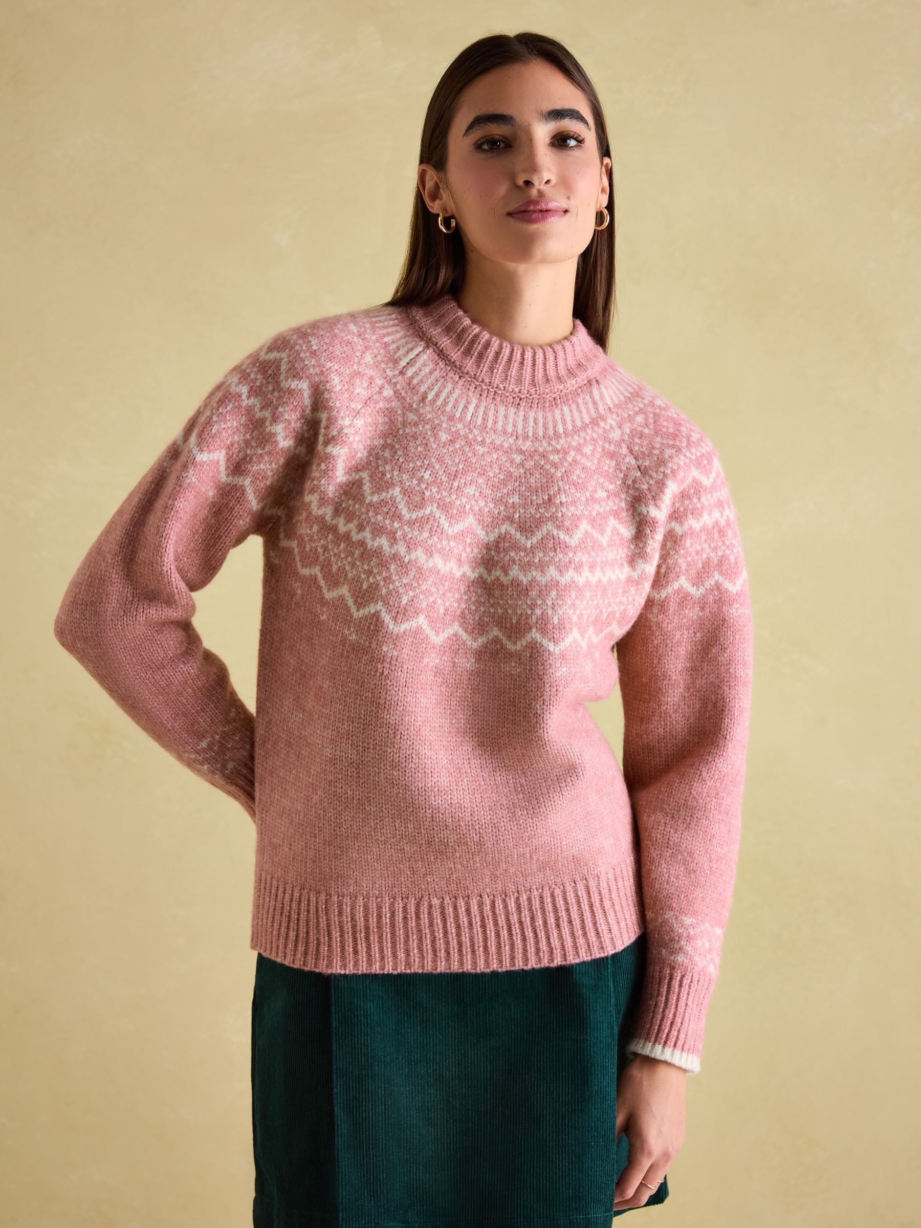 Buy Joules Charlotte Pink Crew Neck Fairisle Pattern Jumper from Next Luxembourg