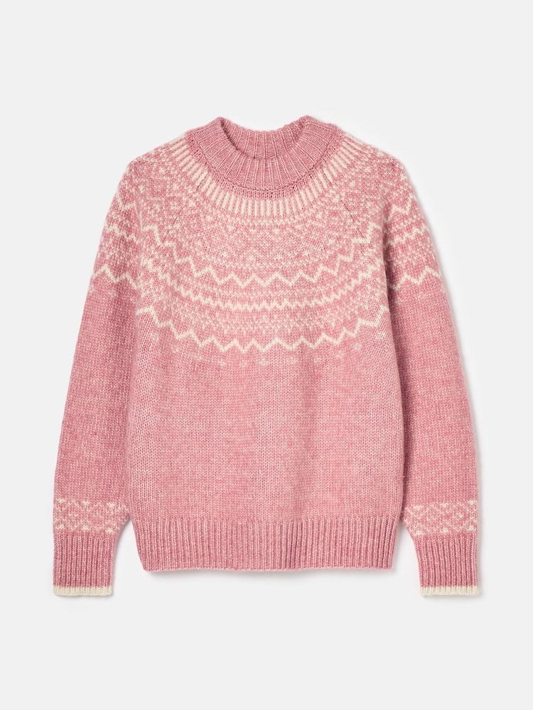 Joules Charlotte Pink Crew Neck Fairisle Pattern Jumper - Image 7 of 7 Joules Charlotte Pink Crew Neck Fairisle Pattern Jumper - Image 7 of 7