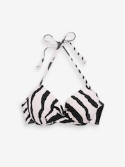 Myleene Klass Cream/Black Zebra Padded Wired Plunge Bikini Top - Image 6 of 6