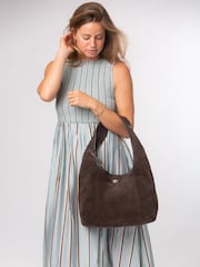 Pure Luxuries London Brown 'Polly' Suede Shoulder Bag - Image 3 of 8
