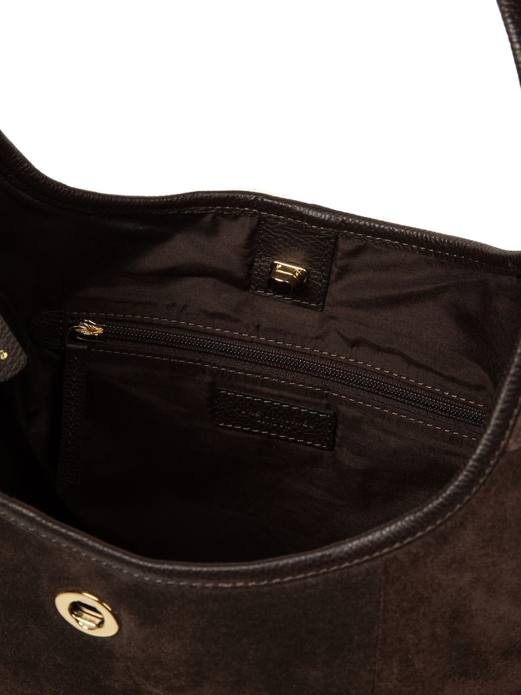 Pure Luxuries London Brown 'Polly' Suede Shoulder Bag - Image 8 of 8 Pure Luxuries London Brown 'Polly' Suede Shoulder Bag - Image 8 of 8