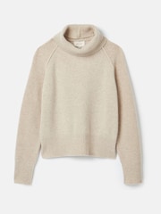 Joules May Oatmeal Merino Wool Jumper with Detachable Roll Neck - Image 9 of 9