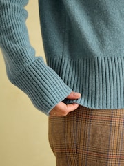 Joules May Blue Merino Wool Jumper with Detachable Roll Neck - Image 5 of 9