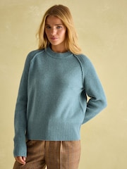 Joules May Blue Merino Wool Jumper with Detachable Roll Neck - Image 6 of 9