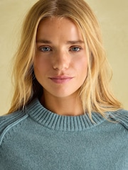 Joules May Blue Merino Wool Jumper with Detachable Roll Neck - Image 7 of 9