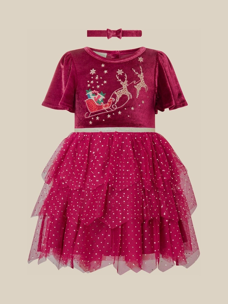 Monsoon Baby Christmas Reindeer Mesh Dress & Headband Set - Εικόνα 1 από 2 Monsoon Baby Christmas Reindeer Mesh Dress & Headband Set - Εικόνα 1 από 2