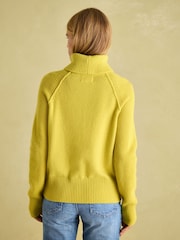 Joules May Yellow Merino Wool Jumper with Detachable Roll Neck - Image 2 of 9