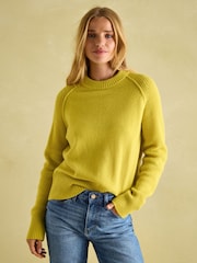 Joules May Yellow Merino Wool Jumper with Detachable Roll Neck - Image 4 of 9