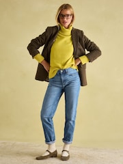 Joules May Yellow Merino Wool Jumper with Detachable Roll Neck - Image 5 of 9