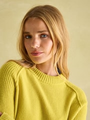 Joules May Yellow Merino Wool Jumper with Detachable Roll Neck - Image 6 of 9