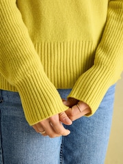 Joules May Yellow Merino Wool Jumper with Detachable Roll Neck - Image 7 of 9