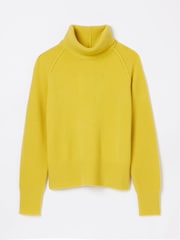 Joules May Yellow Merino Wool Jumper with Detachable Roll Neck - Image 9 of 9
