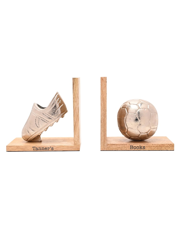 Personalised Rustic Wooden Football Bookends by Treat Republic - Image 2 of 4 Personalised Rustic Wooden Football Bookends by Treat Republic - Image 2 of 4
