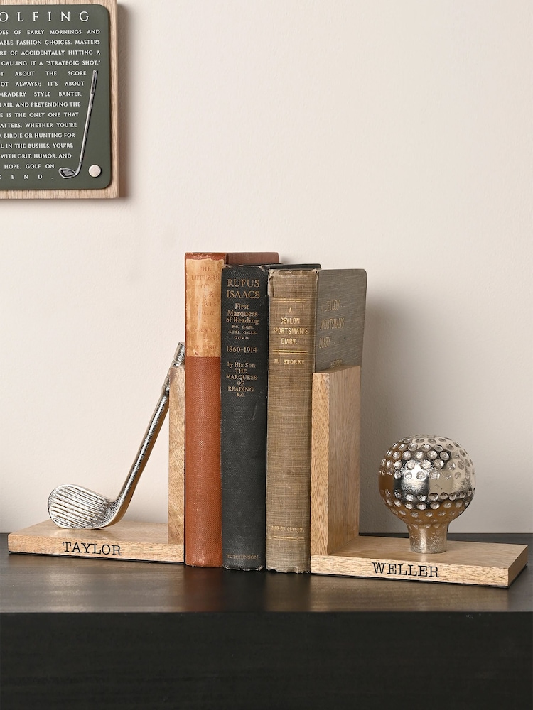 Personalised Rustic Wooden Golf Bookends Candle Holder by Treat Republic - Image 1 of 5 Personalised Rustic Wooden Golf Bookends Candle Holder by Treat Republic - Image 1 of 5