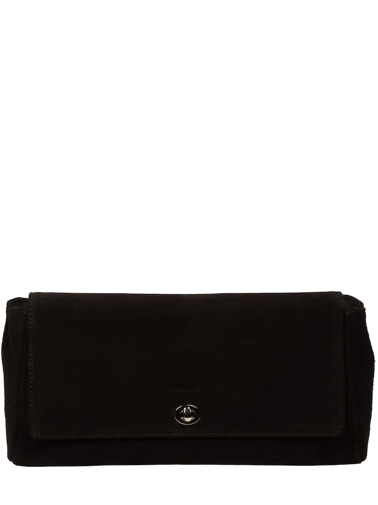 Pure Luxuries London Black Hope Suede Clutch Bag - Image 2 of 5 Pure Luxuries London Black Hope Suede Clutch Bag - Image 2 of 5