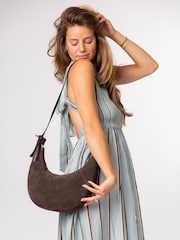 Pure Luxuries London Brown 'Felicity' Suede Shoulder Bag - Image 2 of 8