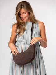 Pure Luxuries London Brown 'Felicity' Suede Shoulder Bag - Image 3 of 8