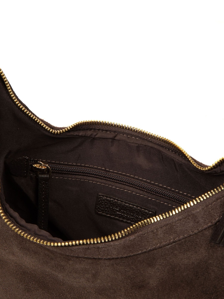 Pure Luxuries London Brown 'Felicity' Suede Shoulder Bag - Image 8 of 8 Pure Luxuries London Brown 'Felicity' Suede Shoulder Bag - Image 8 of 8