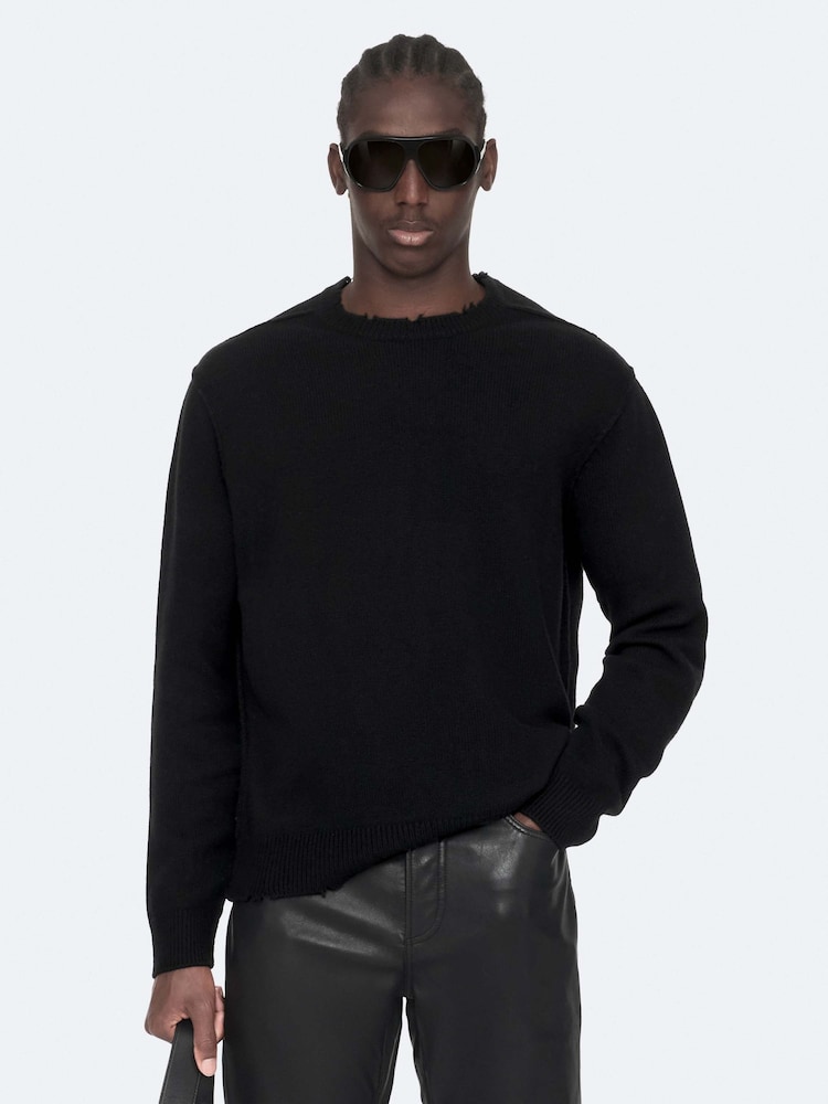 AllSaints Black Remus Crew Neck Jumper - Image 1 of 8