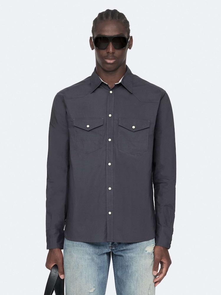 AllSaints Grey Kenil Long Sleeve Shirt - Image 1 of 8