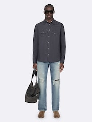 AllSaints Grey Kenil Long Sleeve Shirt - Image 3 of 8