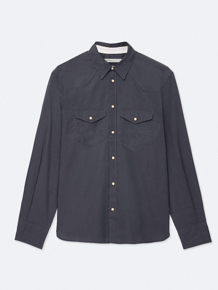 AllSaints Grey Kenil Long Sleeve Shirt - Image 8 of 8
