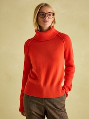 Joules May Orange Merino Wool Jumper with Detachable Roll Neck - Image 1 of 9