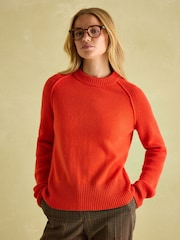 Joules May Orange Merino Wool Jumper with Detachable Roll Neck - Image 3 of 9