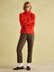Joules May Orange Merino Wool Jumper with Detachable Roll Neck - Image 4 of 9